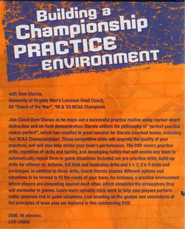 (Rental)-Building a Championship Lacrosse Practice Environment Dominic Starsia